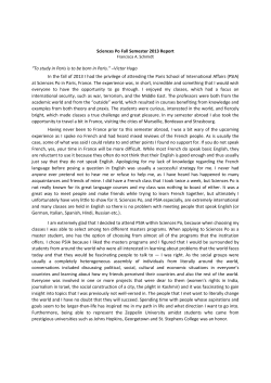 Sciences Po Fall Semester 2013 Report “To study in Paris is to be