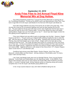Andy Fries Flies to 3rd Annual Floyd Kline Memorial Win at Dog