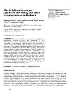 The Relationship among Optimism, Resiliency and Life`s