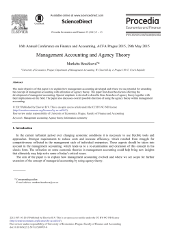 Management Accounting and Agency Theory