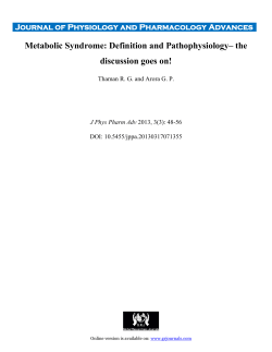 Metabolic Syndrome: Definition and Pathophysiology&ndash; the