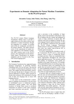 Experiments in domain adaptation for patent machine translation in