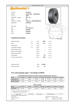 Technical Tire Data: Tire Load Capacity [kg