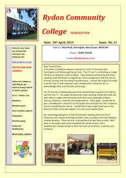 Newsletter 24th April 2015