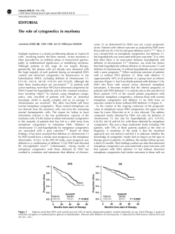 EDITORIAL The role of cytogenetics in myeloma