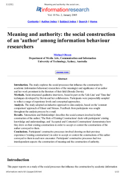 Meaning and authority: the social construction of an `author