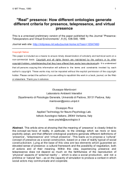 "Real" presence: How different ontologies generate