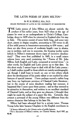 the latin poems of john milton j