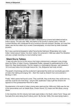 History of Bollywood