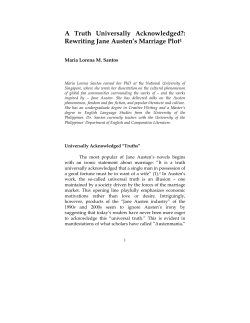 A Truth Universally Acknowledged?: Rewriting Jane Austen`s