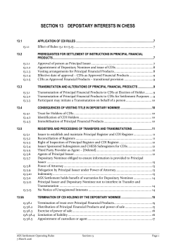 ASX Settlement Section 13 - Depositary Interests in CHESS