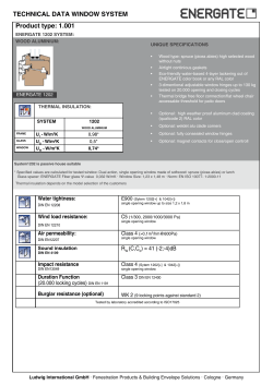 Technical daTa window sysTem Product type: 1.001
