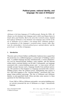 Political power, national identity, and language: the case of Afrikaans*