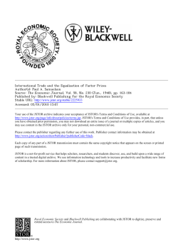 International Trade and the Equalisation of Factor Prices