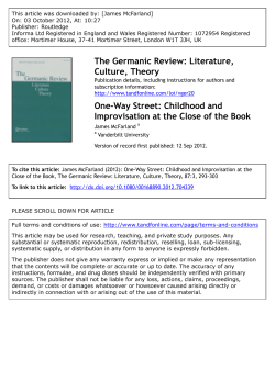 One-Way Street: Childhood and Improvisation at the Close of the Book