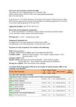 Z&aacute;kladn&eacute; a ďal&scaron;ie podmienky prijatia na &scaron;t&uacute;dium &scaron;tudijn&yacute;ch