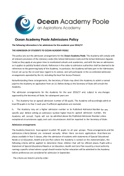 Ocean Academy Poole Admissions Policy
