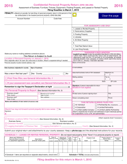 2015 Confidential Personal Property Return