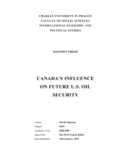 CANADA`S INFLUENCE ON FUTURE U.S. OIL SECURITY