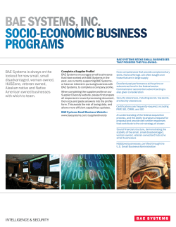 BAE SYSTEMS, INC. SOCIO-ECONOMIC BUSINESS PROGRAMS