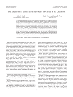 The Effectiveness and Relative Importance of Choice in the Classroom