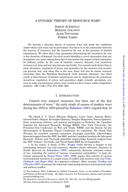 A DYNAMIC THEORY OF RESOURCE WARS&lowast; Control over natural