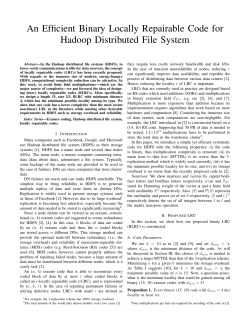 An Efficient Binary Locally Repairable Code for Hadoop Distributed