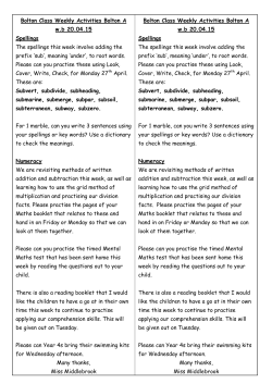 Bolton Class Weekly Activities Bolton A w.b 20.04.15 Spellings The