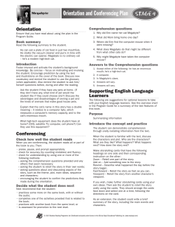 Orientation and Conferencing Plan Stage 4