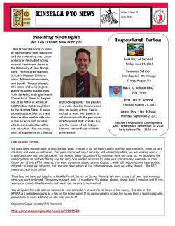 kinsella pto news - RJ Kinsella Magnet School of Performing Arts