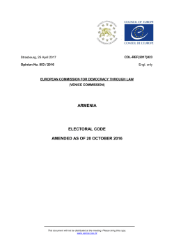 ARMENIA ELECTORAL CODE AMENDED AS OF 20 OCTOBER 2016