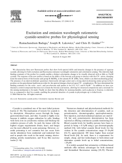 Excitation and emission wavelength ratiometric cyanide