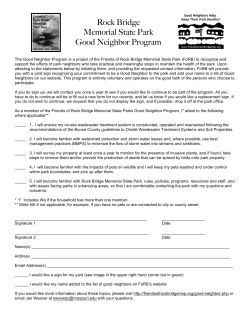 Good Neighbor Agreement - Friends of Rock Bridge Memorial State