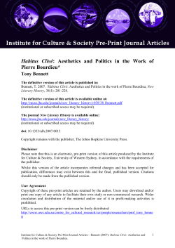 Habitus Cliv&eacute;: Aesthetics and Politics in the Work of