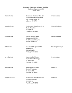 University of Vermont College of Medicine Residency Appointment