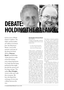 HOLDinG tHe bALAnCe DebAte: - Liberal Democrat History Group