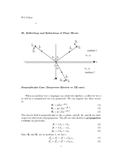 20. Re ections and Refractions of Plane Wa ves. Perpendicular Case