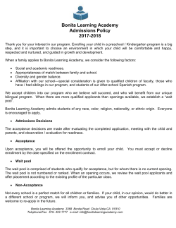 Bonita Learning Academy Admissions Policy 2017-2018
