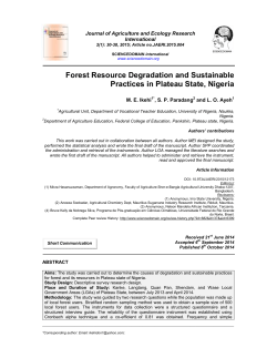 Forest Resource Degradation and Sustainable Practices in Plateau