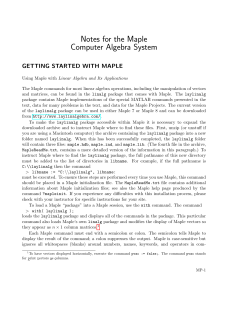 Notes for the Maple Computer Algebra System