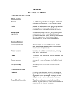 CHAPTER 1 The Changing Face of Business Chapter Summary