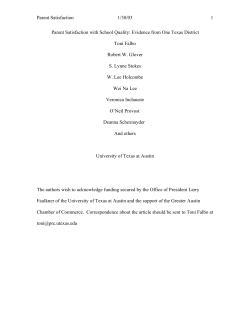 Parent Satisfaction with School Quality: Evidence from One Texas