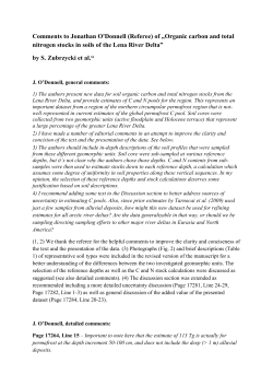 Comments to Jonathan O`Donnell (Referee) of &bdquo;Organic carbon and