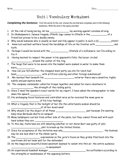 Completing the Sentence: From the words for this