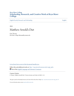Matthew Arnold`s Diet - Scholarship, Research, and Creative Work