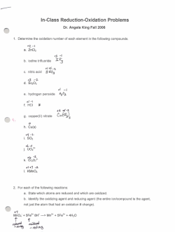 In-Class Reduction-Oxidation Problems
