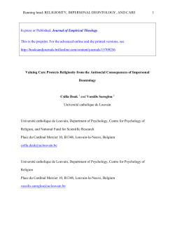 Running head: RELIGIOSITY, IMPERSONAL DEONTOLOGY
