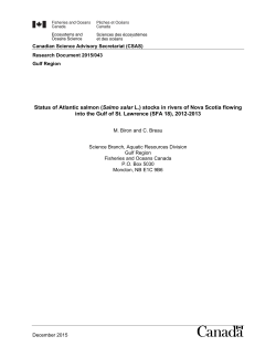 Status of Atlantic salmon stocks in rivers of Nova Scotia flowing into