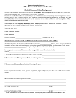CSA Modified Attendance Plan Agreement