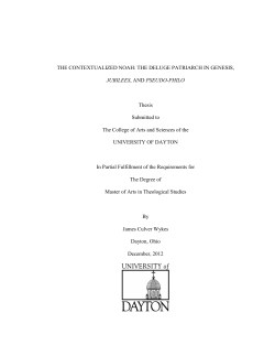 THE CONTEXTUALIZED NOAH: THE DELUGE PATRIARCH IN